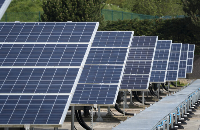 Solar panels in a row