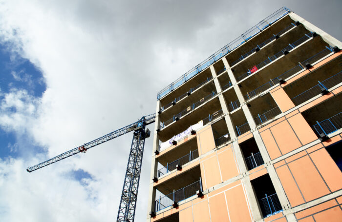 Construction site with a crane in the background
